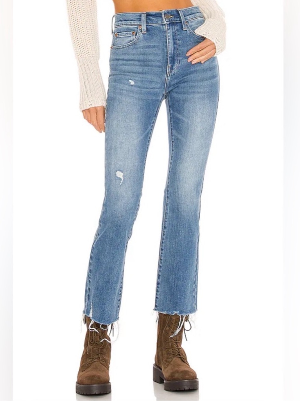 pistola Light Blue High-Rise Cropped Flare Jeans